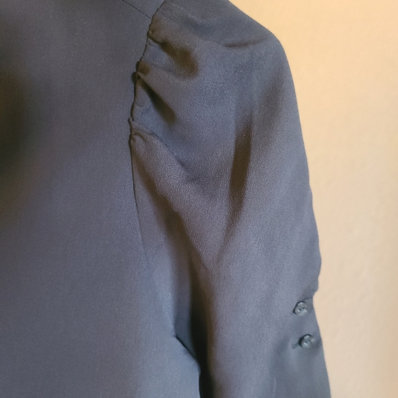 Mango blouse with puff sleeve button v neck preppy vintage style NWT - Picture 3 of 7